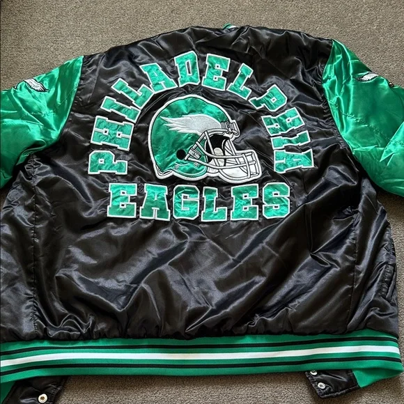NFL Eagles Black and Green Bomber Jacket - Picture 3 of 3